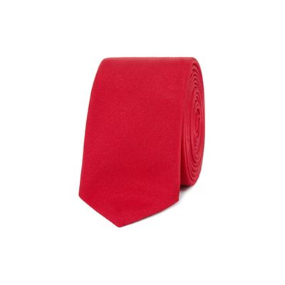 Red plain skinny tie